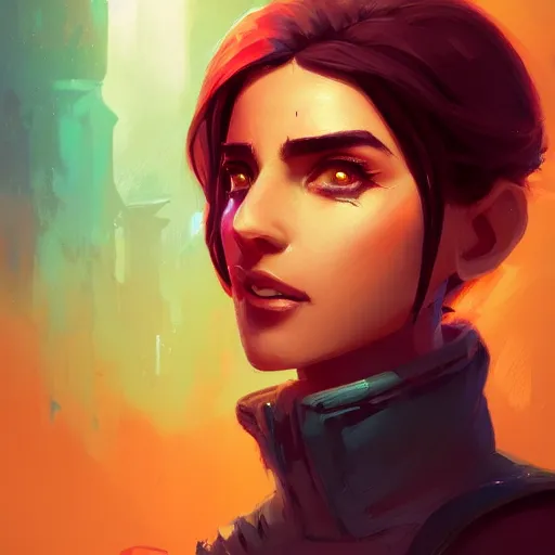 Image similar to profile portrait, maya ali mage, gloomhaven, dynamic lighting, gaudy colors, octane render aesthetic, matte painting concept art, official fanart behance hd artstation by jesper ejsing, by rhads and makoto shinkai and lois van baarle and ilya kuvshinov and rossdraws