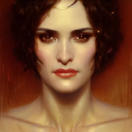 Prompt: portrait of winona ryder. highly detailed painting by gaston bussiere, craig mullins, j. c. leyendecker, close shot, 8 k realistic, cryengine, frostbite 3 engine, sharp focus, trending on pinterest, trending on artstation, trending on deviantart