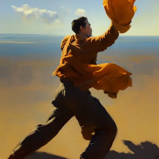 Image similar to greg manchess portrait of a man tripping and falling, profile picture, organic painting, sunny day, matte painting, bold shapes, hard edges, street art, trending on artstation, by huang guangjian, gil elvgren, ruan jia, randy vargas, greg rutkowski