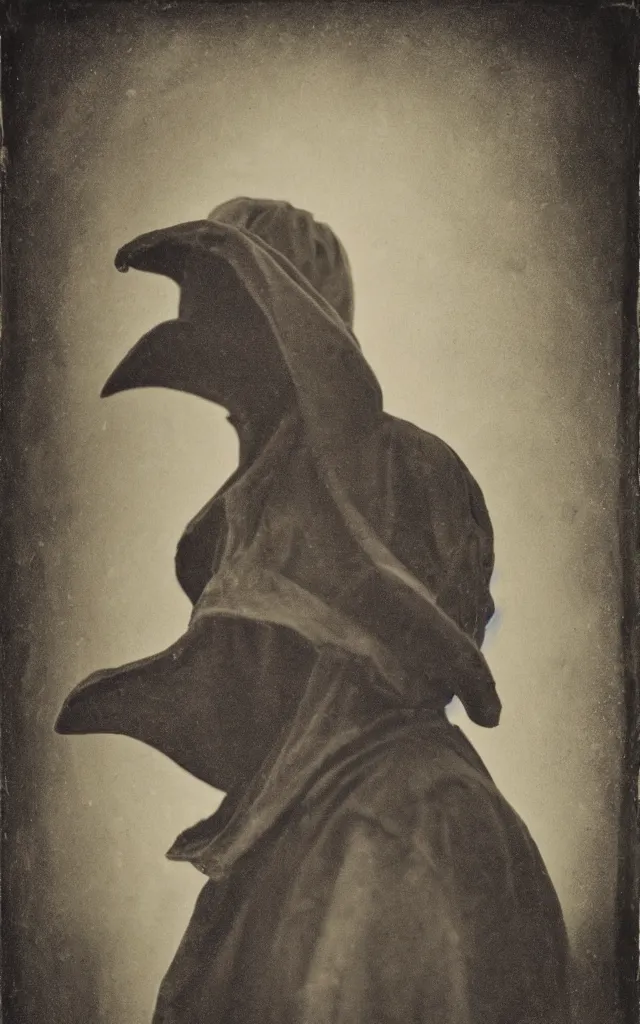 Prompt: portrait of an undead mutant plague doctor, daguerreotype, studio lighting, hyperrealistic, ultra detailed