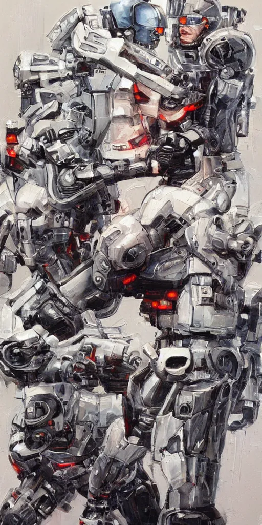 Image similar to oil painting scene from Robocop movie art by kim jung gi