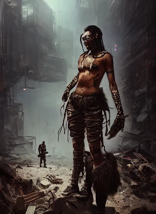 Prompt: hyper realistic photography portrait of postapocalyptic cyberpunk asian cyborg tribal aztec warrior amazon cinematic, vallejo, craig mullins greg rutkowski, artstation, cgsociety