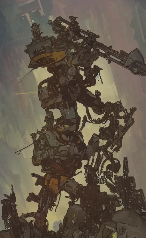 Prompt: a top view shot of a cyborg soldier stand up a pile of dead bodies, while holding a gun up to the sky, alphonse mucha , greg rutowski, illustration, science fiction, concept art, digital painting, Trending on artstation