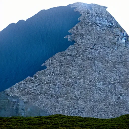 Image similar to Mountain that is in the shape of Kanye West's head