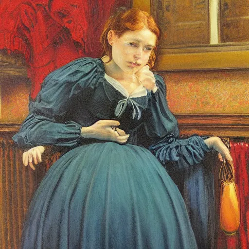 Prompt: a painting in the style of william henry millais and in the style of greg hildebrandt.