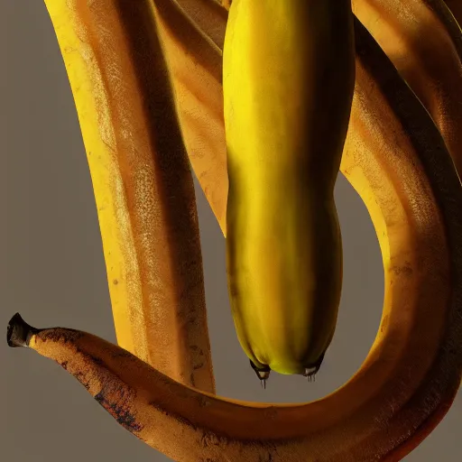 Image similar to an evil banana, hyperdetailed, artstation, 8 k render, unreal engine