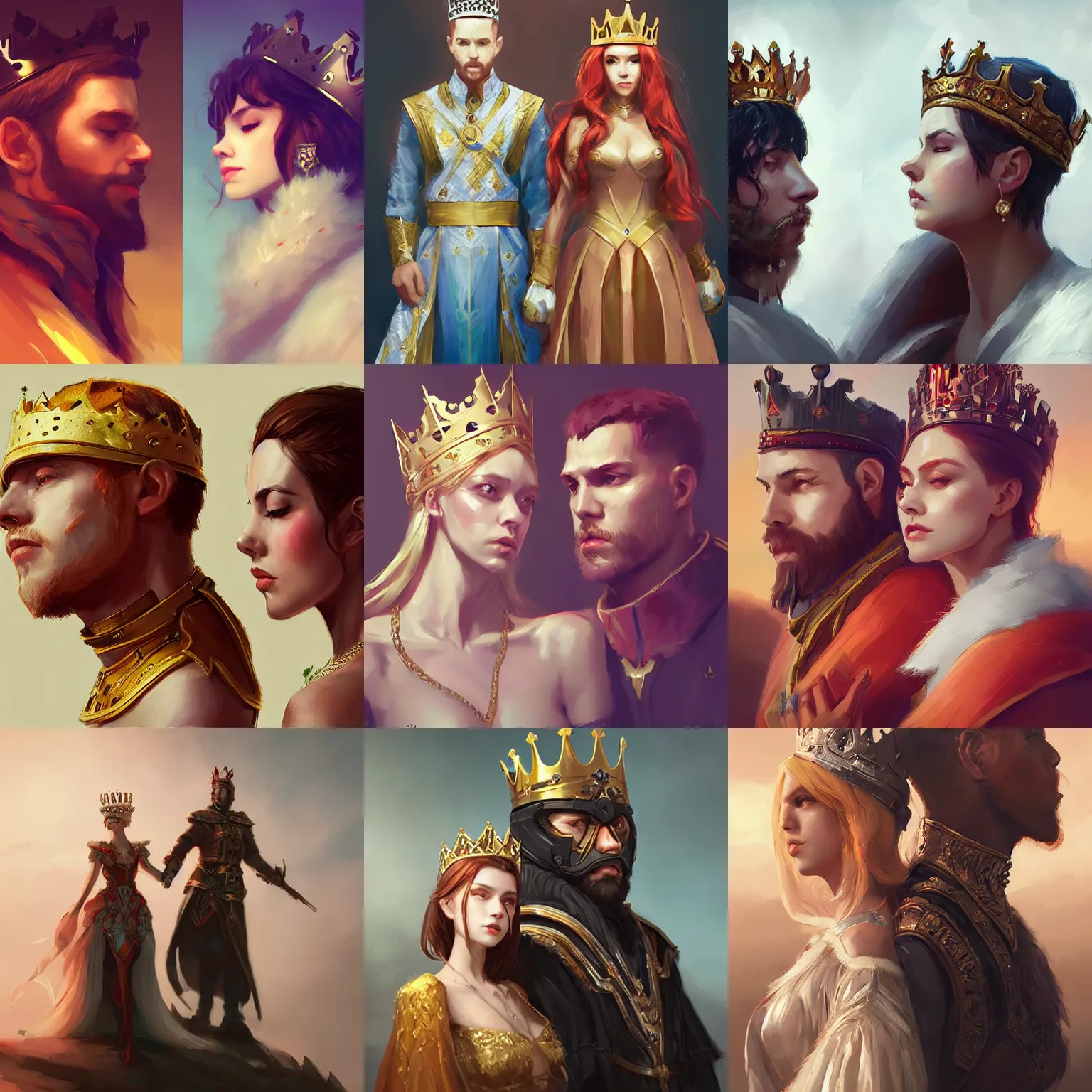 Prompt: king and queen, trending on artstation by wlop