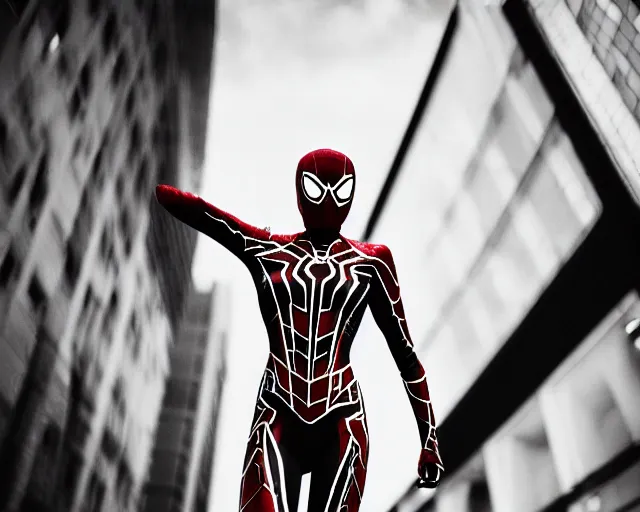 Image similar to iron spider suit, lomography lady grey