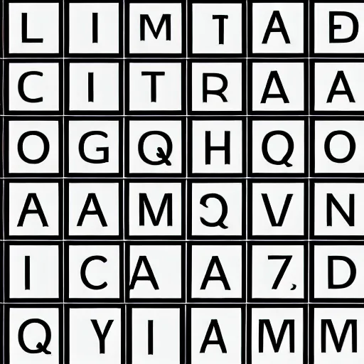 Image similar to latin alphabet in square boxes, symmetrical, grayscale, sharp