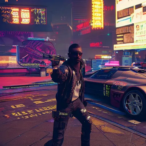 Image similar to 2 1 savage in cyberpunk 2 0 7 7, gameplay screenshot, detailed