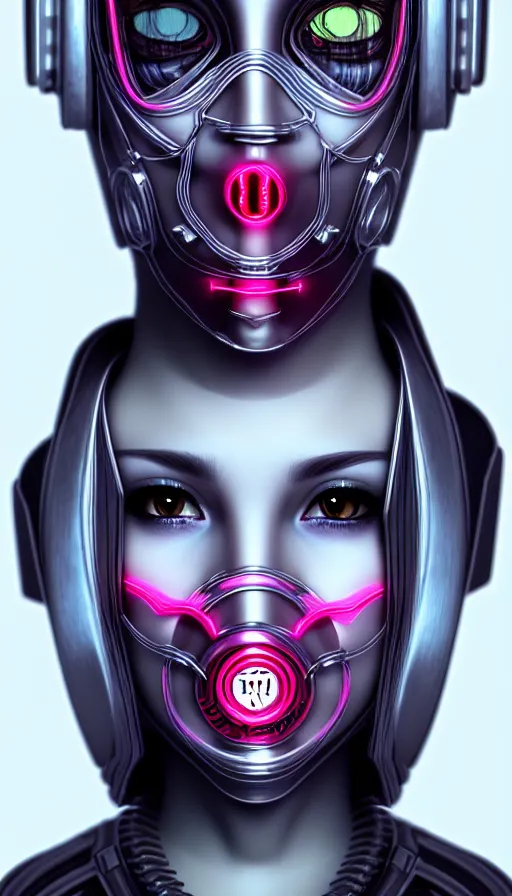 Image similar to face mask on beautiful woman face, cyberpunk art by kuno veeber, cgsociety, computer art, ultra detailed, futuristic, anime aesthetic