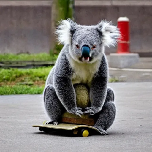 Image similar to photo of a Koala skateboarding in china