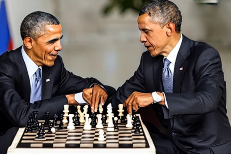 Prompt: barack obama and recep tayyip erdogan playing chess