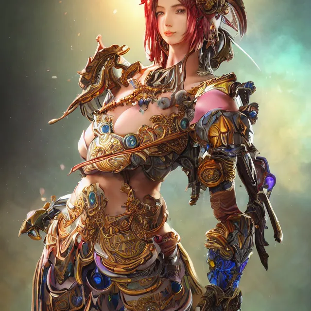 Prompt: studio portrait of lawful good colorful female divine mech paladin as absurdly beautiful, elegant, young sexy gravure idol, ultrafine hyperrealistic detailed face illustration by kim jung gi, irakli nadar, intricate linework, sharp focus, bright colors, matte, octopath traveler, final fantasy, unreal engine highly rendered, global illumination, radiant light, intricate environment