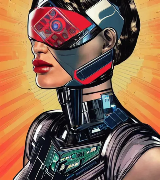 Image similar to portrait of a female android, by MARVEL comics and Sandra Chevrier