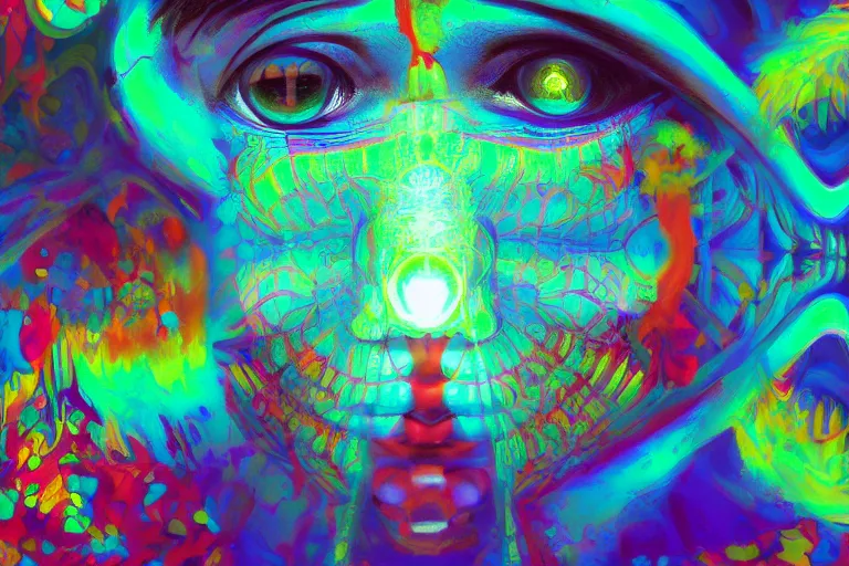 Image similar to third - eye visions, psychedelic art, artist interpretation, psychedelic interpretation, hallucinatory art, cgsociety contest winner, artstation hd, 4 k