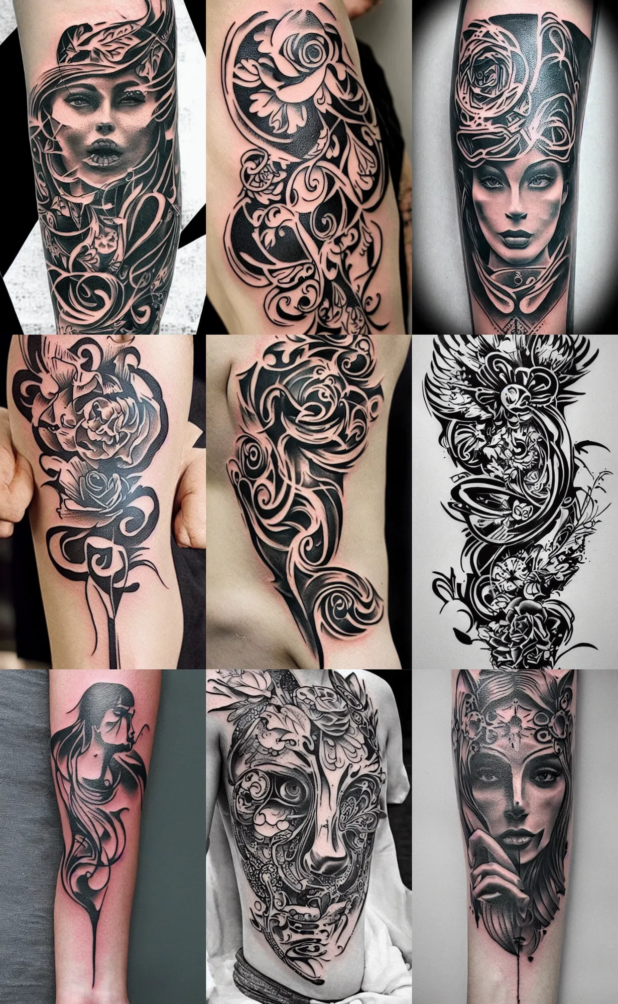 Image similar to Tattoo completely new Concept mad amazing Design Stencil