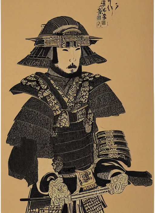 Prompt: portrait of a samurai, by joseph michael lisner, masterpiece ink illustration,