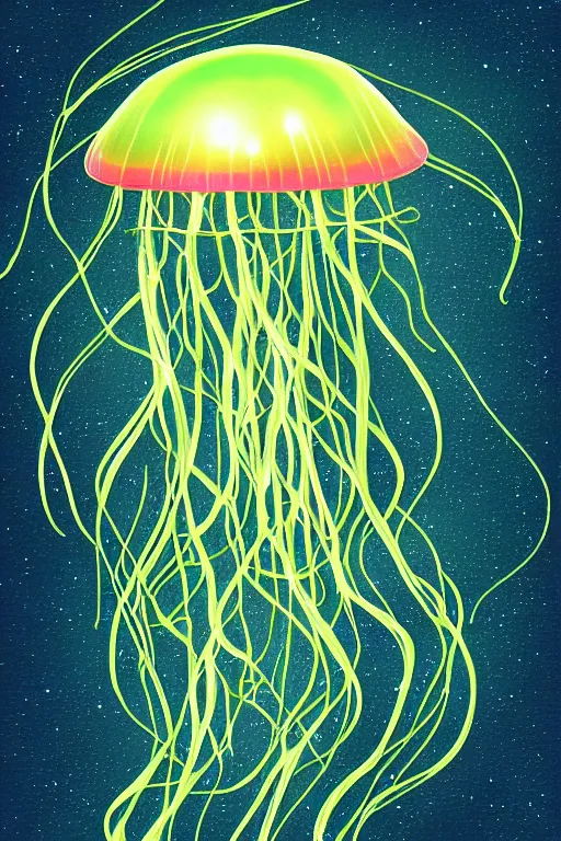 Image similar to glowing jellyfish, highly detailed, digital art, sharp focus, trending on art station