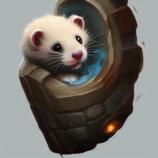 Image similar to A ferret is cuddling the time stone, hyperdetailed, artstation, cgsociety, 8k