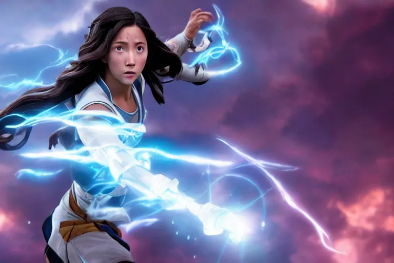 Image similar to live action film still of korra in the new fantasy movie, cinematic lighting