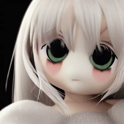 Prompt: cute fumo plush of a girl who seems to have more than the ordinary amount of eyes, black and white, vray