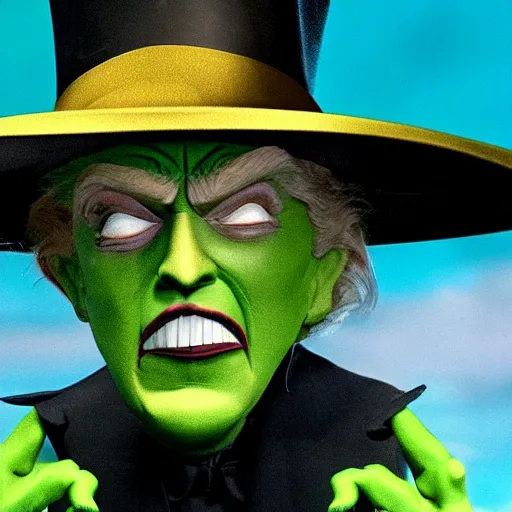 Image similar to wicked witch of the west that looks like trump, movie still