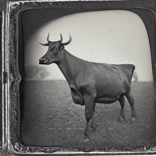 Image similar to tintype photo of a one legged cow