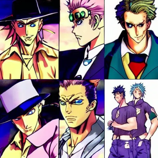 Image similar to Ryan Gosling in JoJo's bizarre adventure anime style