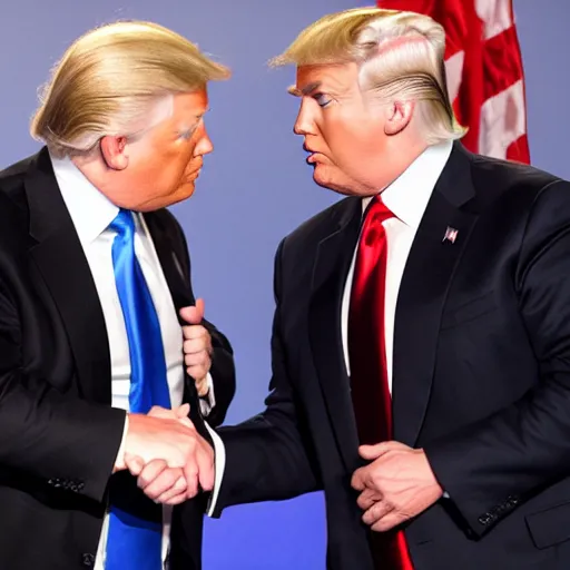 Image similar to anderson cooper and donald trump shaking hands