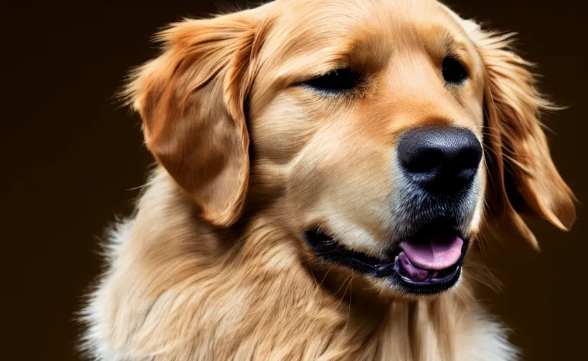 Prompt: portrait of a golden retriever, studio photography, magazine, press, 8 k