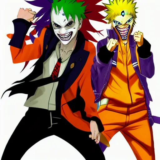 Image similar to Joker looks like Naruto, Joker as Naruto, high quality art