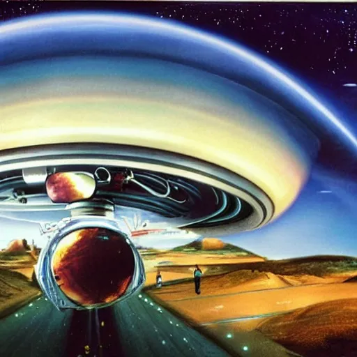 Prompt: the concept art for flight of the navigator