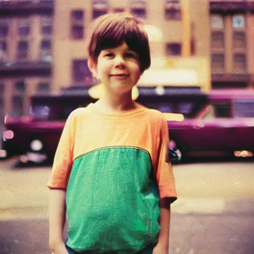 Prompt: analog medium format bokeh portrait in new york, 1 9 6 0 s, colourful, photographed on expired film, detailed photograph