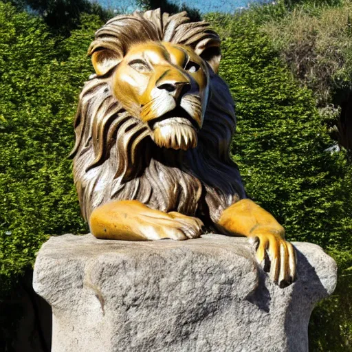 Image similar to bronze sculpture of a lion standing on a rock