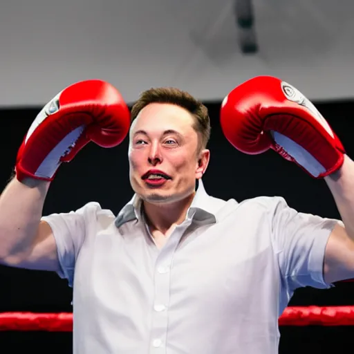 Prompt: Elon musk boxing with vladamir putin