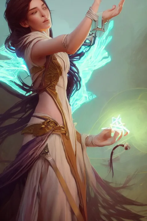 Prompt: beautiful sorceress, accurate anatomy, only two hands, highly detailed, digital painting, artstation, concept art, smooth, sharp focus, illustration, Unreal Engine 5, 8K, art by sakimichan and greg rutkowski and alphonse Mucha