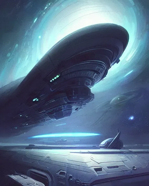 Image similar to professional ominous sci - fi concept art of a space ship touching down at a space station by artgerm and greg rutkowski ( thin white border ). an intricate, elegant, highly detailed digital painting, concept art, smooth, sharp focus, illustration, in the style of simon stalenhag wayne barlowe, igor kieryluk.