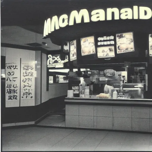 Image similar to atmospheric polaroid photograph of McDonalds restaurant in japan