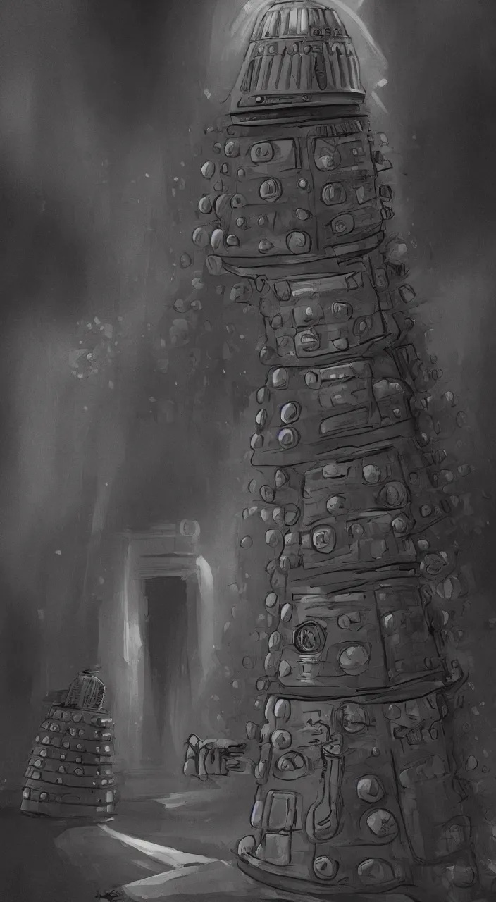 Image similar to Portrait of a Dalek, professional, concept art, cinematic, contrast