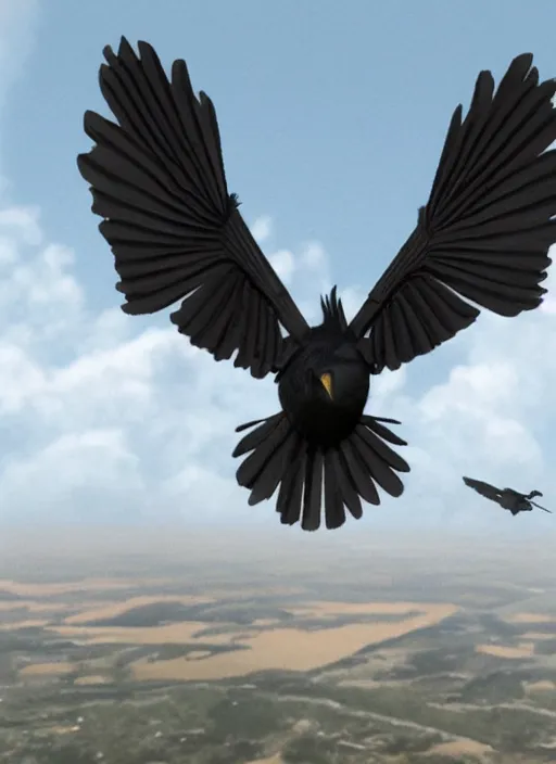 Image similar to a highly detailed ultra realistic photograph of a crow pilot