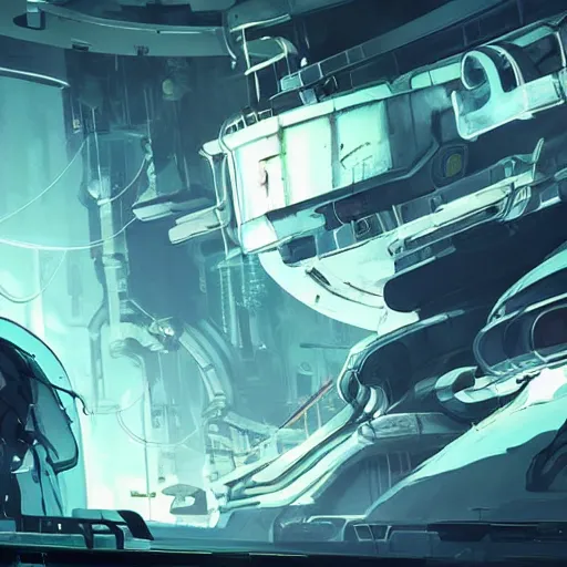 Image similar to white and teal colors. highly detailed post-cyberpunk sci-fi spaces ship in style of cytus and deemo, mysterious vibes, by Akihiko Yoshida, by Greg Tocchini, nier:automata, set in half-life 2, beautiful with eerie vibes, very inspirational, very stylish, surrealistic, perfect digital art, mystical journey in strange world, bastion game