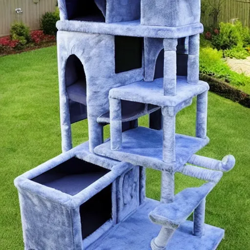 Prompt: a gigantic cat tower