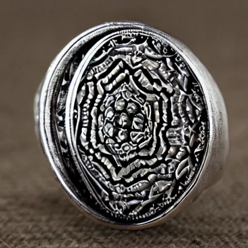 Image similar to a closeup hd photography of an intricate handcrafted finger ring