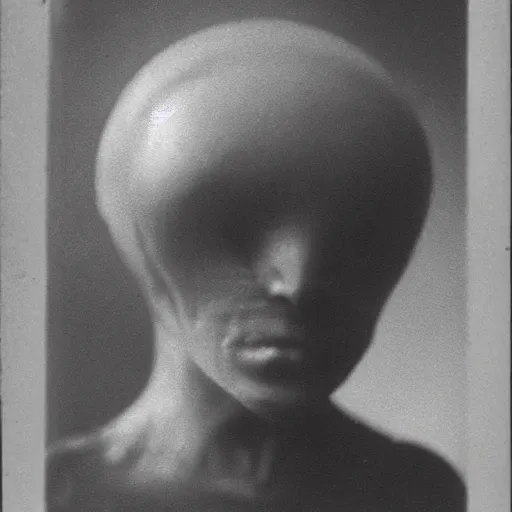 Image similar to photograph of alien by edwardian, male, 1 9 0 0 s, 1 9 1 0 s, grainy, slightly blurry, faded, realistic face