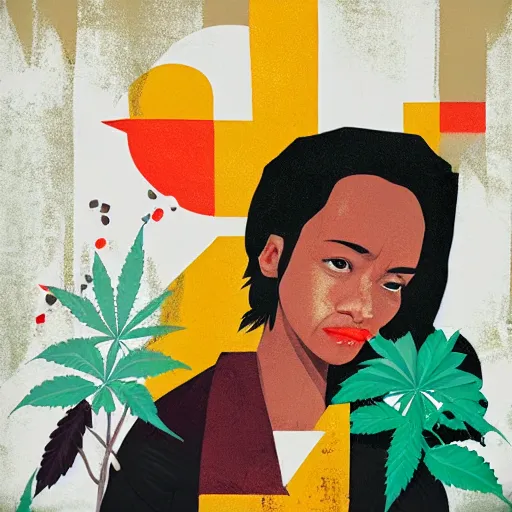 Prompt: Jamaica Marijuana profile picture by Sachin Teng, asymmetrical, Organic Painting , Matte Painting, geometric shapes, hard edges, graffiti, street art:2 by Sachin Teng:4