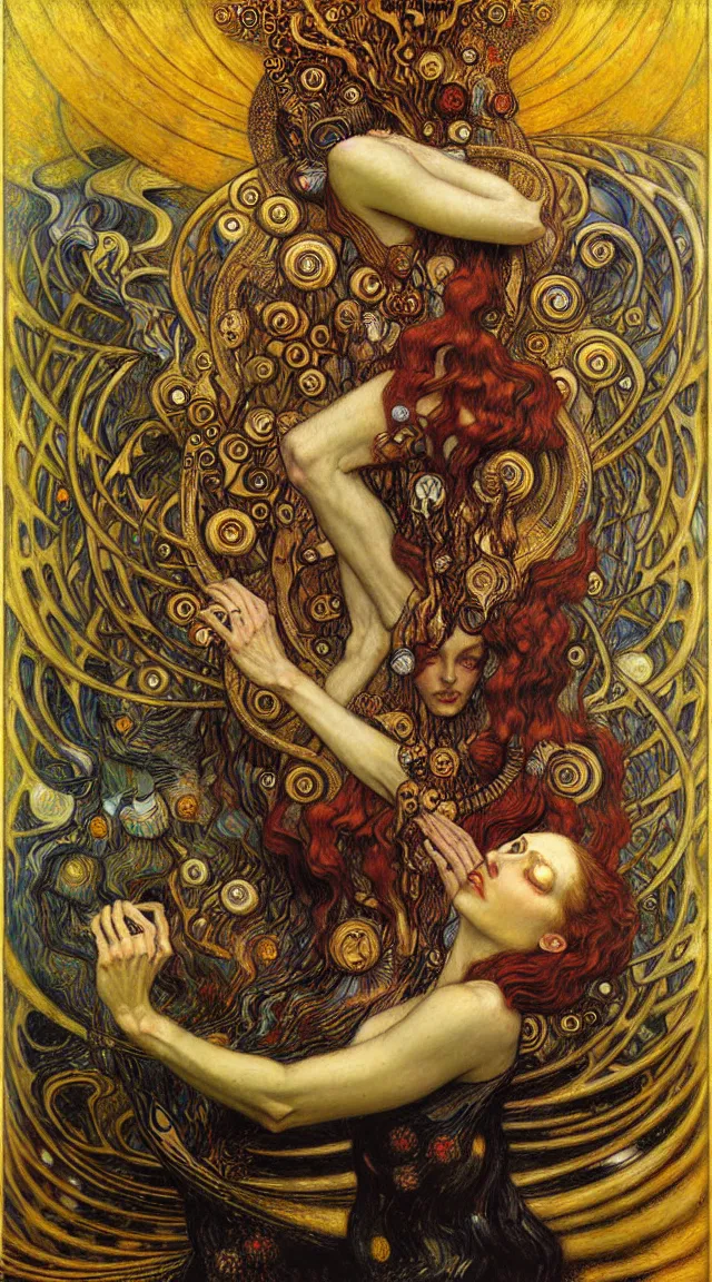 Image similar to Divine Chaos Engine by Karol Bak, Jean Delville, William Blake, Gustav Klimt, and Vincent Van Gogh, symbolist, visionary