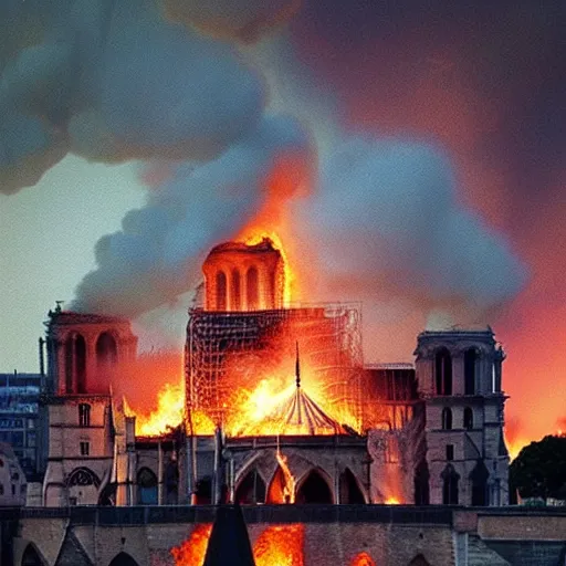 Image similar to “minions laughing as the Notre dame burns behind them”