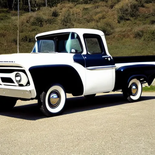 Image similar to Ford Pickup, 1960s Truck, White Paint Job, Modern Interior Accessories