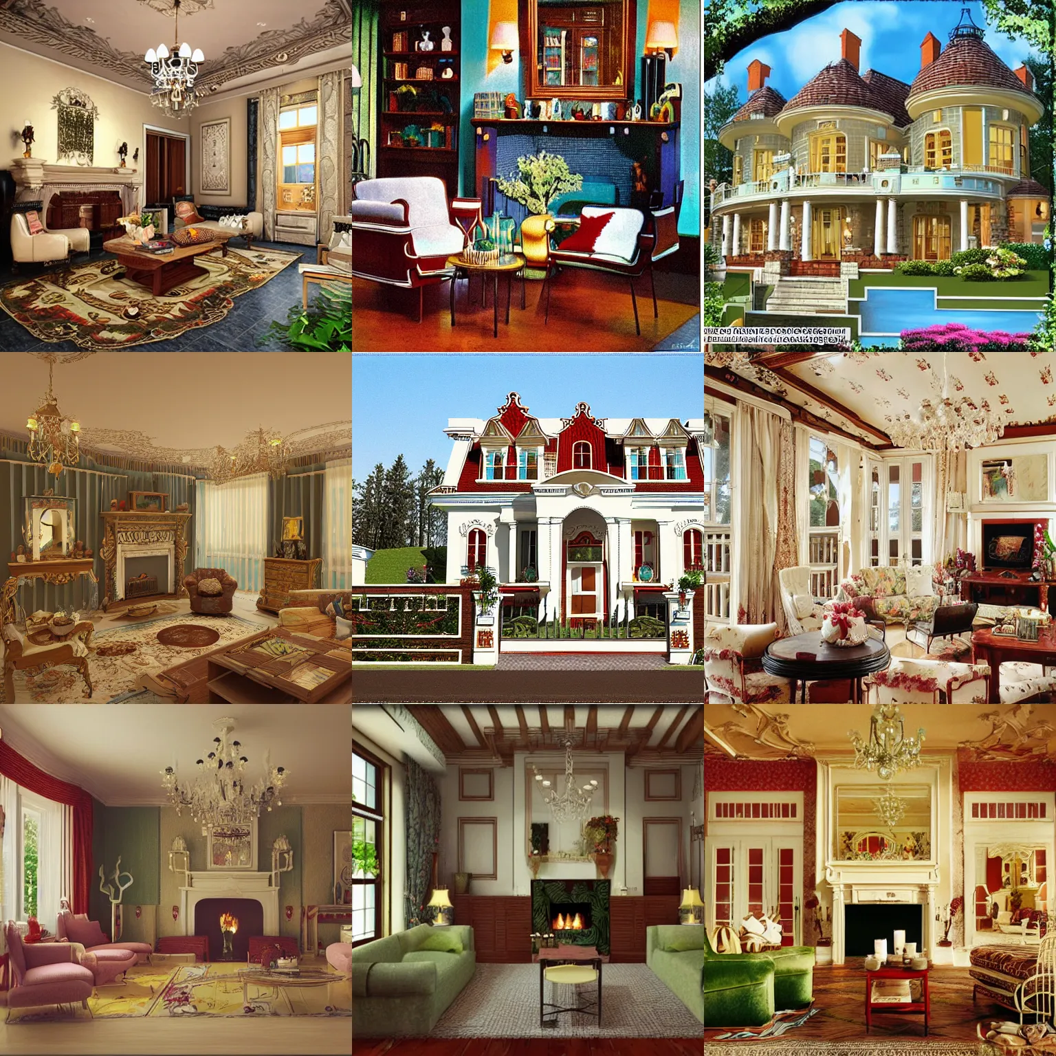 Prompt: mansion design cozy retro